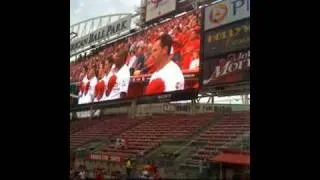 patrick singing ntnl anthem at reds game