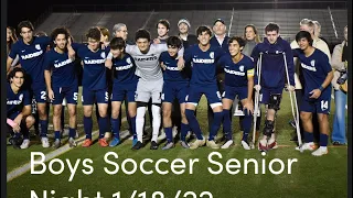 Gulliver Boys Soccer Senior Night 1/18/22