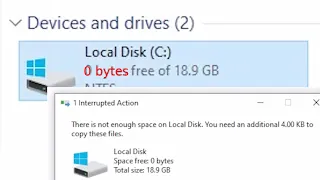 Filling up the disk in Windows 10