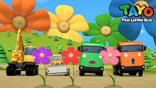 *NEW* Strong Heavy Vehicles and the giant flowers! l Tayo Heavy Vehicles Song l Tayo the Little Bus