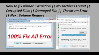How to fix winrar Extraction | Corrupted Files | Damaged File | Checksum Error | Next Volume Require