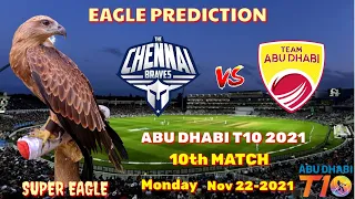 Chennai Braves vs Team Abu Dhabi || CB vs TAD || Abu Dhabi T10 | | Eagle Prediction