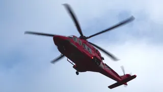 3 AW139 Helicopters Landing at Norwich Airport