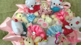 Букет с котятами Hello Kitty и мишками