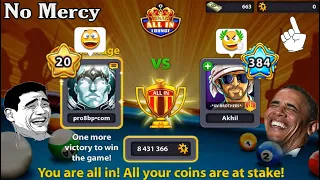 Level 20 Vs Level 384 😮 Table All in 8 ball pool