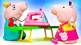 Vamos costurar o vestido da Peppa Pig! Histórias para crianças com brinquedos de pelúcia