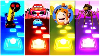 Spider House Head vs Thomas The Train exe vs Lightning Mcqueen Eater vs Oddbobs Tiles Hop EDM Rush!!