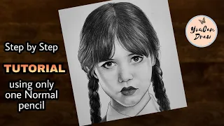 How to draw Wednesday Addams (step by step) - Drawing Tutorial | YouCanDraw