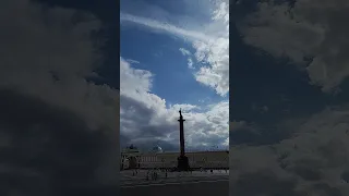 Magnificent sky over Palace Square, St.Petersburg, 08/16/2021, 4K video quality