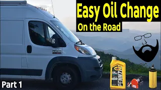 RAM Promaster DIY Oil change -The Easiest way to change oil on the road - Oil cap Warning -Part 1