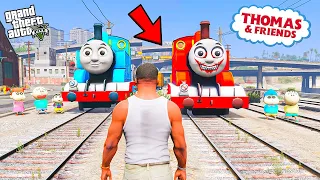 Franklin First Thomas Train Experience vs Red Evil Thomas Train With Shinchan & Friends in GTA 5 !