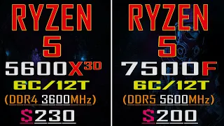 RYZEN 5 5600X3D (DDR4 - 3600MHz) vs RYZEN 5 7500F (DDR5 - 5600MHz) || PC GAMES TEST ||