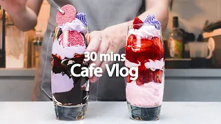 💘6월의 새로운 메뉴/카페브이로그30분모아보기🍦30mins Cafe Vlog/카페브이로그/Cafe Vlog/ASMR/Tasty Coffee#165