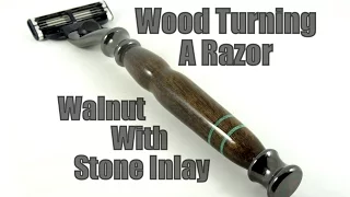 Wood Turning a Razor With a Stone Inlay