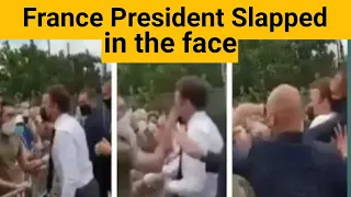French President Emmanuel Macron slapped in face during walkout | France Viral Video