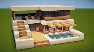 MODERNE VILLA mit POOL in MINECRAFT bauen TUTORIAL [HAUS 260]