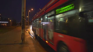 Lithuania, Vilnius, trolley bus 7 night ride from Lūžiai to Medeinos st.