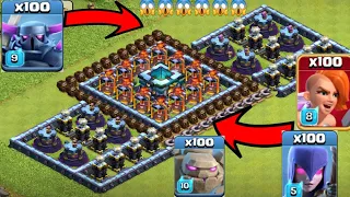 Who Can Survive This Difficult Trap on Coc? Trap VS Troops| Clash of Clans Most Satisfying Raid Ever