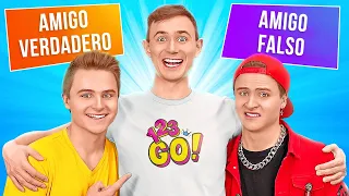 AMIGOS REALES VS. AMIGOS FALSOS || Ideas de bromas increíbles y situaciones divertidas por 123 GO!