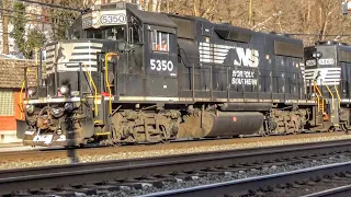 NS 5350 Leading C28 w/Beautiful Conrail RS3L in Haysville - 3/4/2019