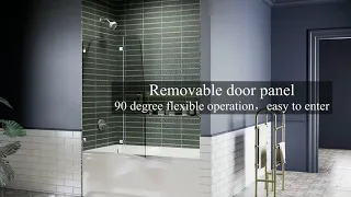 SUNNY SHOWER Bathtub Door Frameless Hinged Tub Door