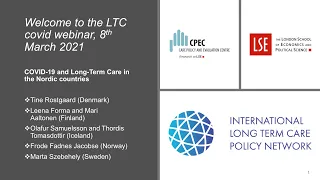 LTCcovid webinar - COVID 19 and Long Term Care in the Nordic countries
