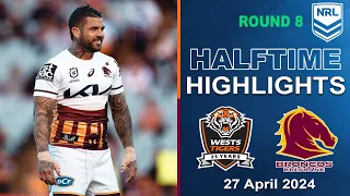 Wests Tigers v Brisbane Broncos | Half-time Highlights | NRL 2024