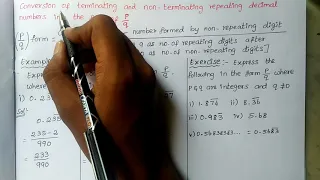Conversion of terminating and non terminating repeating decimal numbers into the form p/q