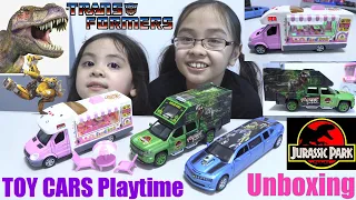 Kids' Ice Cream Truck Toy, Dinosaur Toy Car and The Transformers Bumblebee Car. Diecast Cars. TOYS