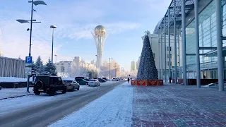 Морозное утро в Нур-Султан (Астана). Тень в небе от Абу-Даби Плаза