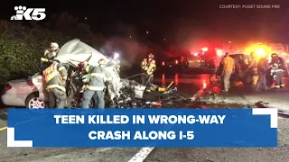 Teen killed in wrong-way crash along I-5