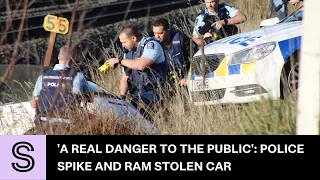 Dramatic video shows police spiking and ramming stolen car | Stuff.co.nz
