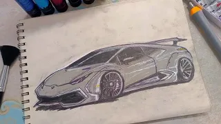 Drawing Lamborghini Huracan | Speed Drawing • Car Sketch Series