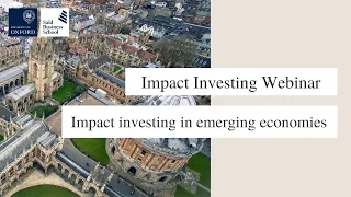 Impact Investing webinar - new innovations in impact investing in emerging economies