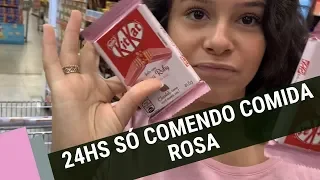 UM DIA INTEIRO COMENDO COMIDA ROSA