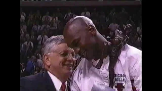Michael Jordan Accepts the 1995-1996 NBA MVP Trophy