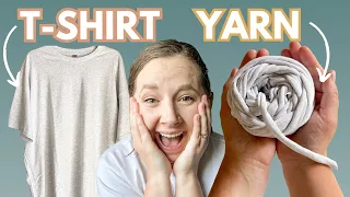 How to make T-shirt yarn the easy way 🧶 🙌🏻 | Crochet project ideas for T-shirt yarn