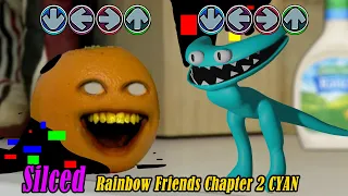 FNF Sliced But CYAN Rainbow Friends Chapter 2 Sing it | Pibby Annoying Orange x Cyan Sings Sliced