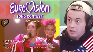 American Reacts Eurovision - Top 50 Most Disliked Songs (2012 - 2019) in the Finals