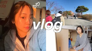 korea uni vlog📚 | primeiro dia de aula na faculdade, dormitório, grwm para aula, updates, etc!