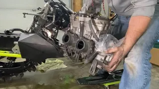 BLOWN ENGINE removal from a 2017 Polaris RMK Pro