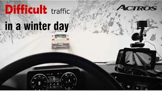 Difficult traffic in a winter day in Bergen | Norway |