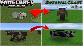Minecraft Pocket Edition VS Survivalcraft 2 MOB Comparison