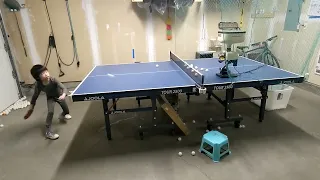 Table Tennis Forehand Loop against Backspin Robot Practice