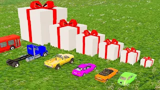 Cars Receiving Giant Christmas Presents - BeamNG.drive