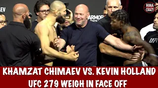 UFC 279: Khamzat Chimaev vs. Kevin Holland weigh in face off