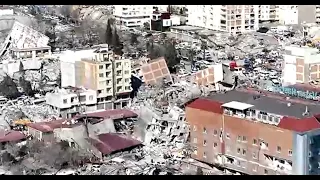 Drone footage shows devastation in Turkey after earthquake hits