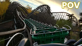 Thundercoaster Back Row POV Tusenfryd Vekoma Wooden Roller Coaster