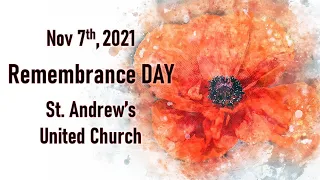 2021 Remembrance Sunday worship from St Andrews United Church Truro NS