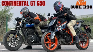 2024 Duke 390 vs RE Continental GT 650 Top End Battle- DRAG RACE